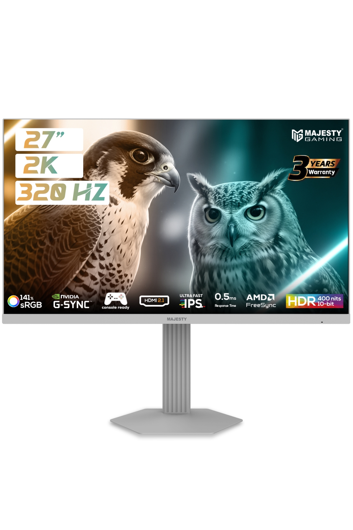 شاشة ألعاب 27" QHD 2K | 320Hz | 0.5ms | FAST IPS | HDR400 | G-SYNC | FreeSync | HDMI DP | VESA | AI