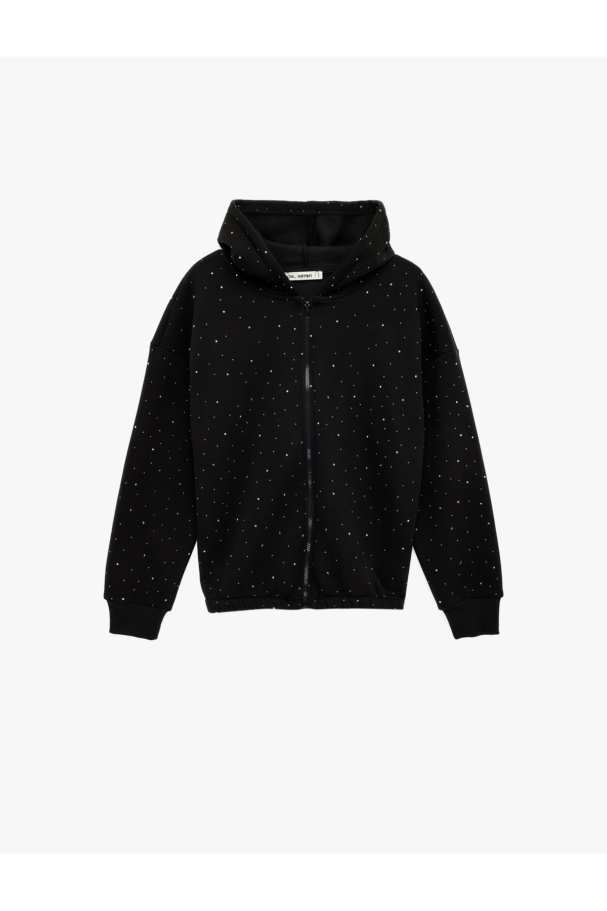 Koton  Taş Detaylı Şardonlu Uzun Kollu Kapüşonlu Fermuarlı Sweatshirt - Görsel 3