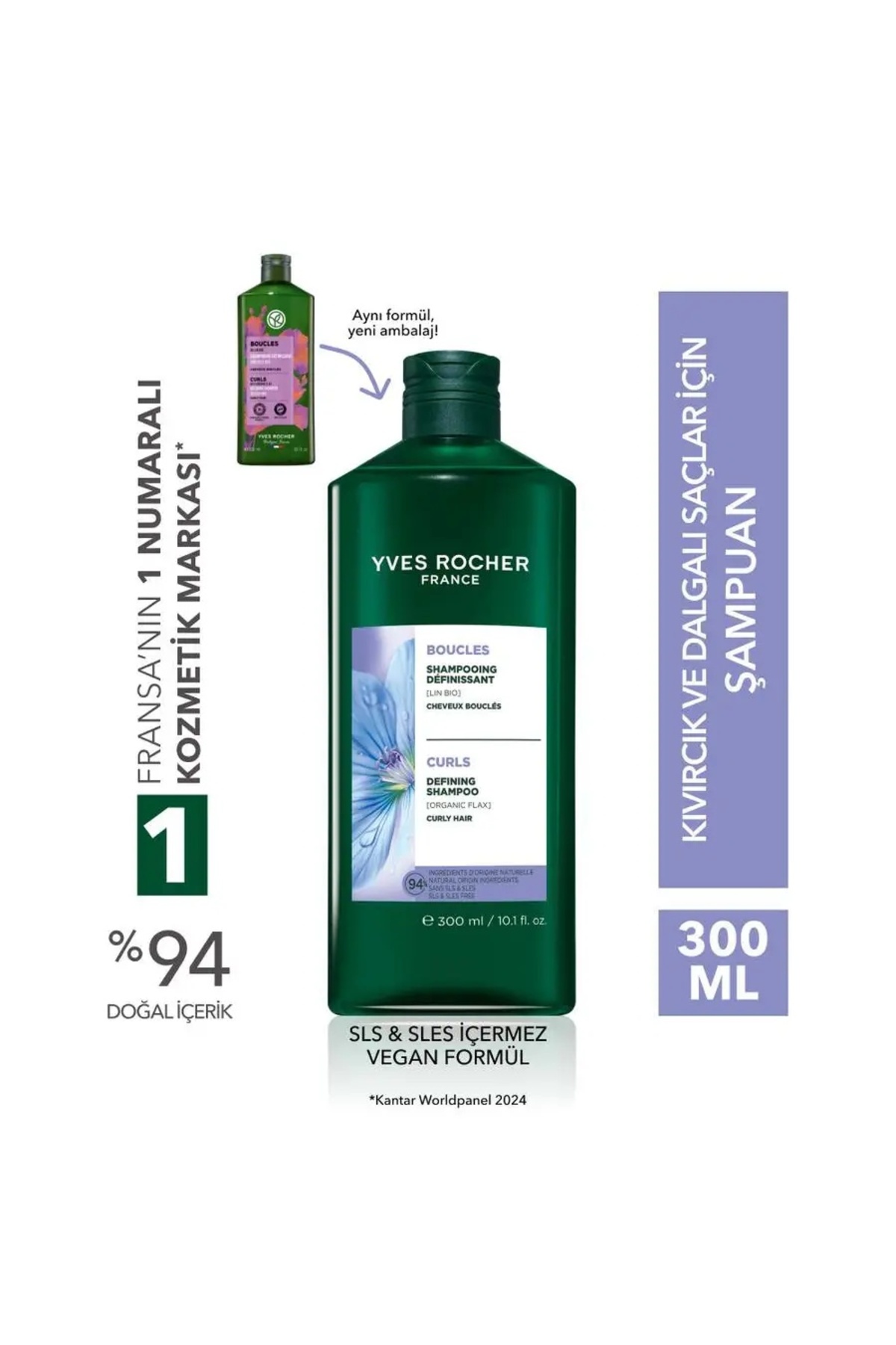 Yves Rocher Bukle Belirginleştirici Şampuan - Kıvırcık ve Dalgalı Saçlar / Boucles Organik Keten ve Agav 300 ml - Fiyatı, Yorumları