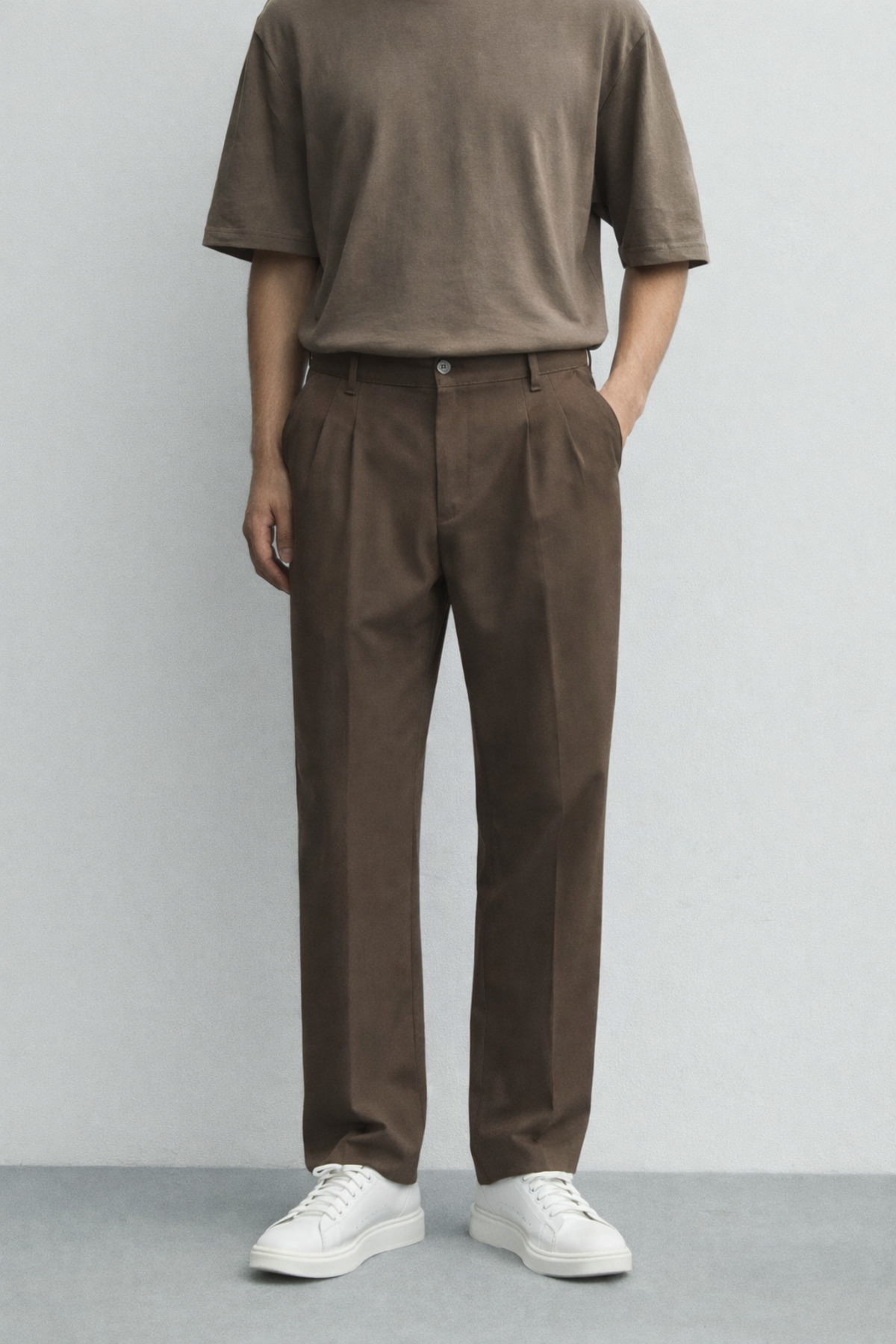 inpool  Baggy kalıp, yazlık-baharlık, esnek-dökümlü, pile detaylı, geniş kumaş pantolon ASP01 - Görsel 6