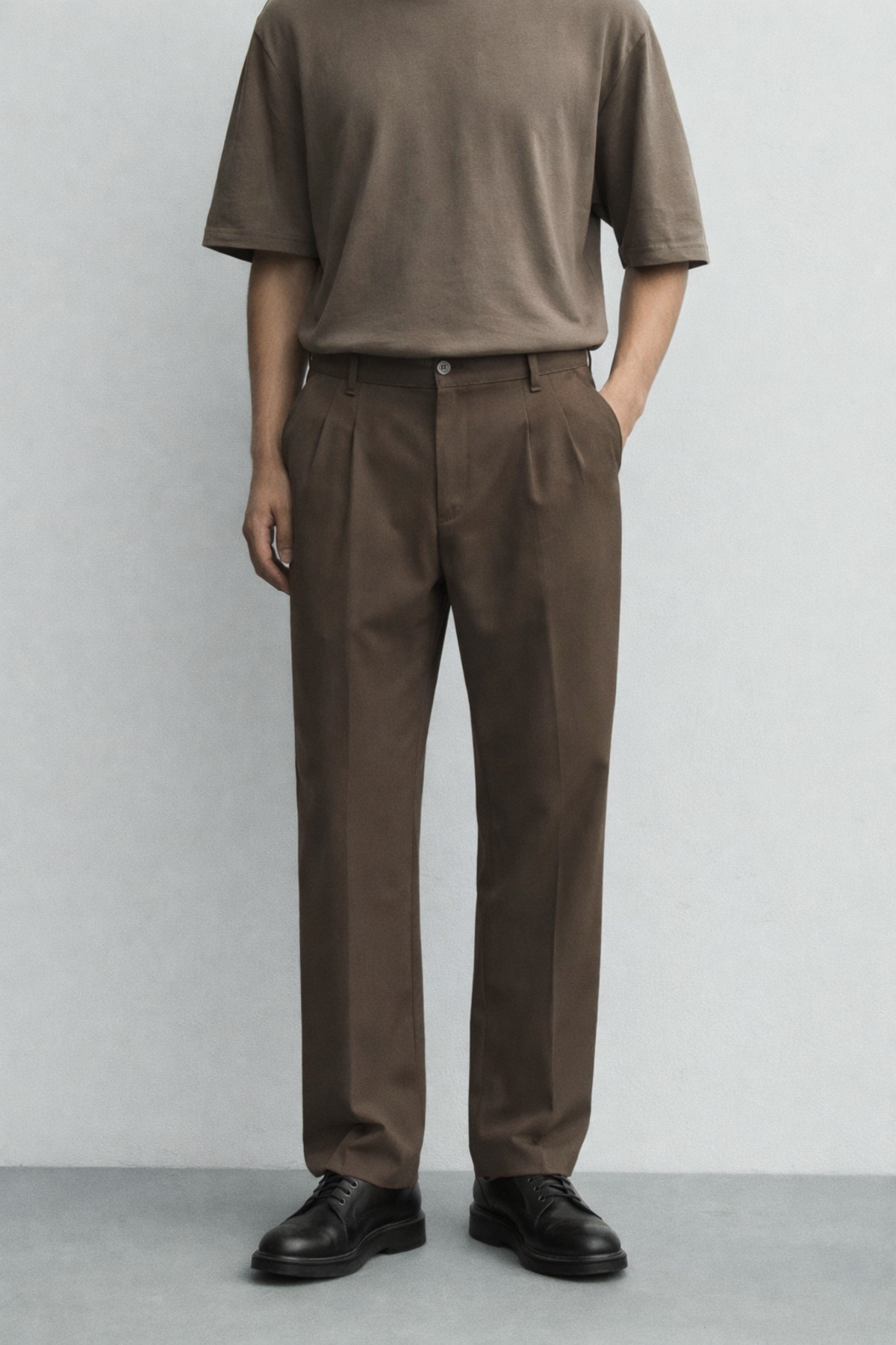 inpool  Baggy kalıp, yazlık-baharlık, esnek-dökümlü, pile detaylı, geniş kumaş pantolon ASP01