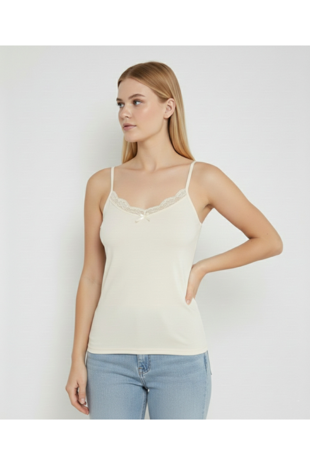 MRR MAJESTİC  4 LÜ PK. KADIN ATLET İP ASKI DANTELLİ - Görsel 6