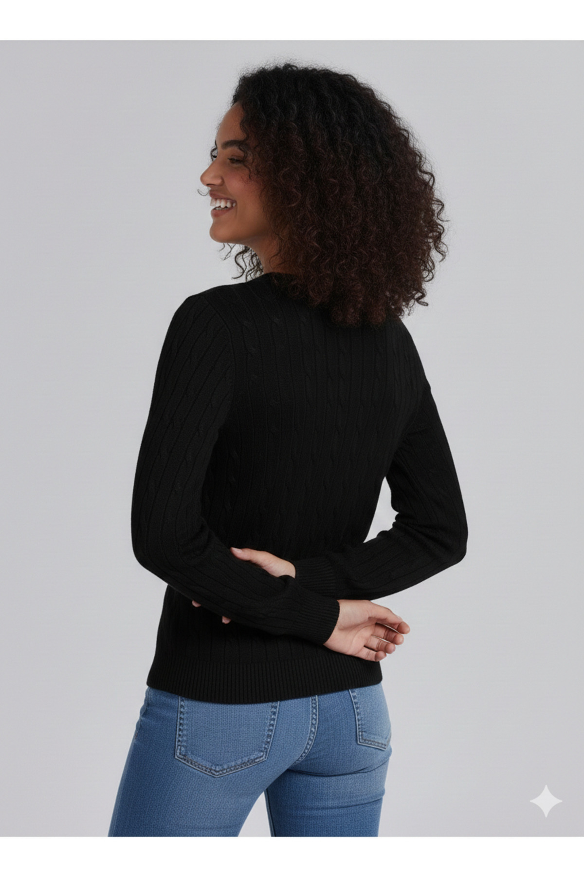 youknitwear you Riviera %100 Pamuk V Yaka Kadın Kazak görsel 3