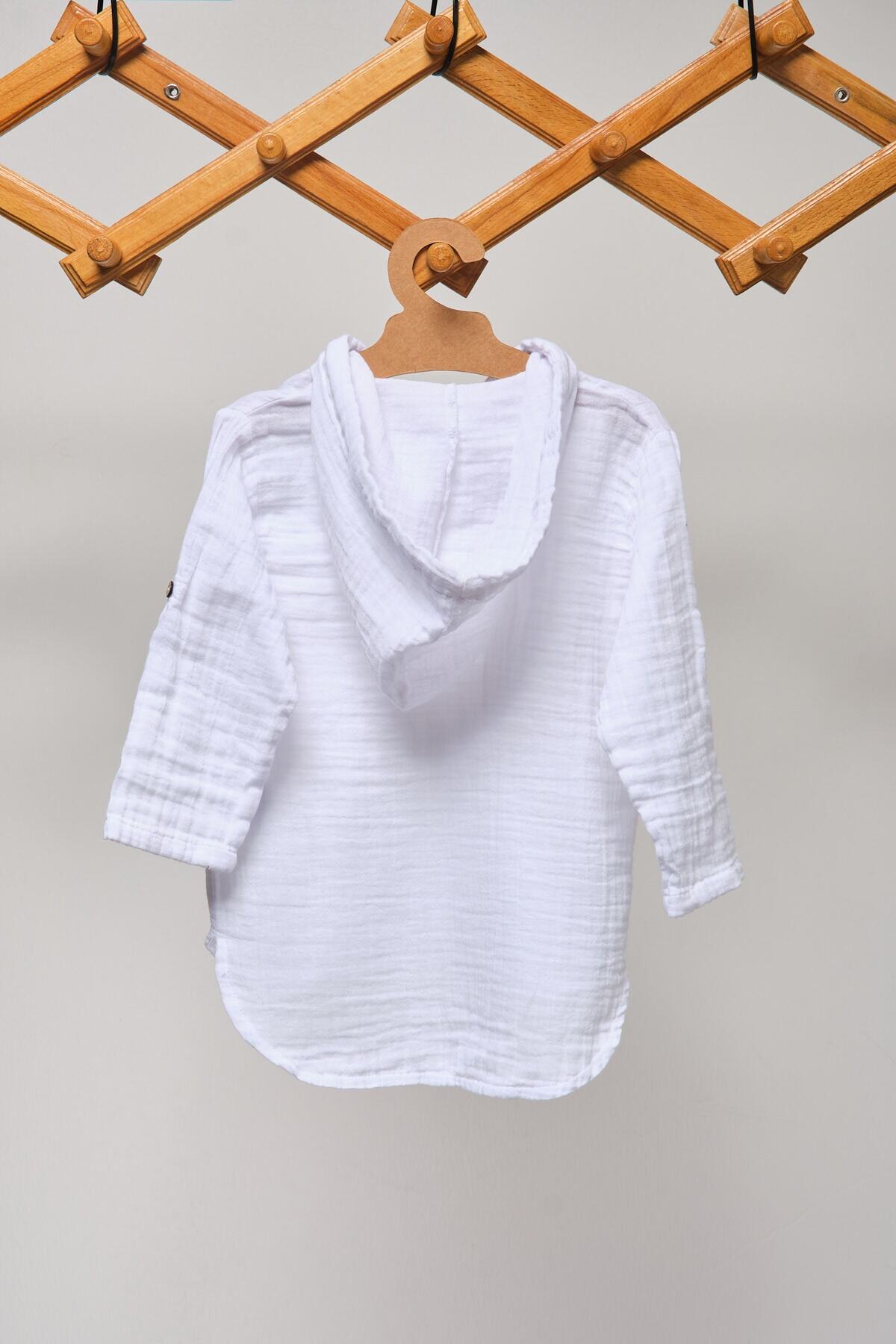 Caline Baby 2 Kat Müslin Unisex Bebek Gömleği - Beyaz fotoğrafı 5 (önizleme)