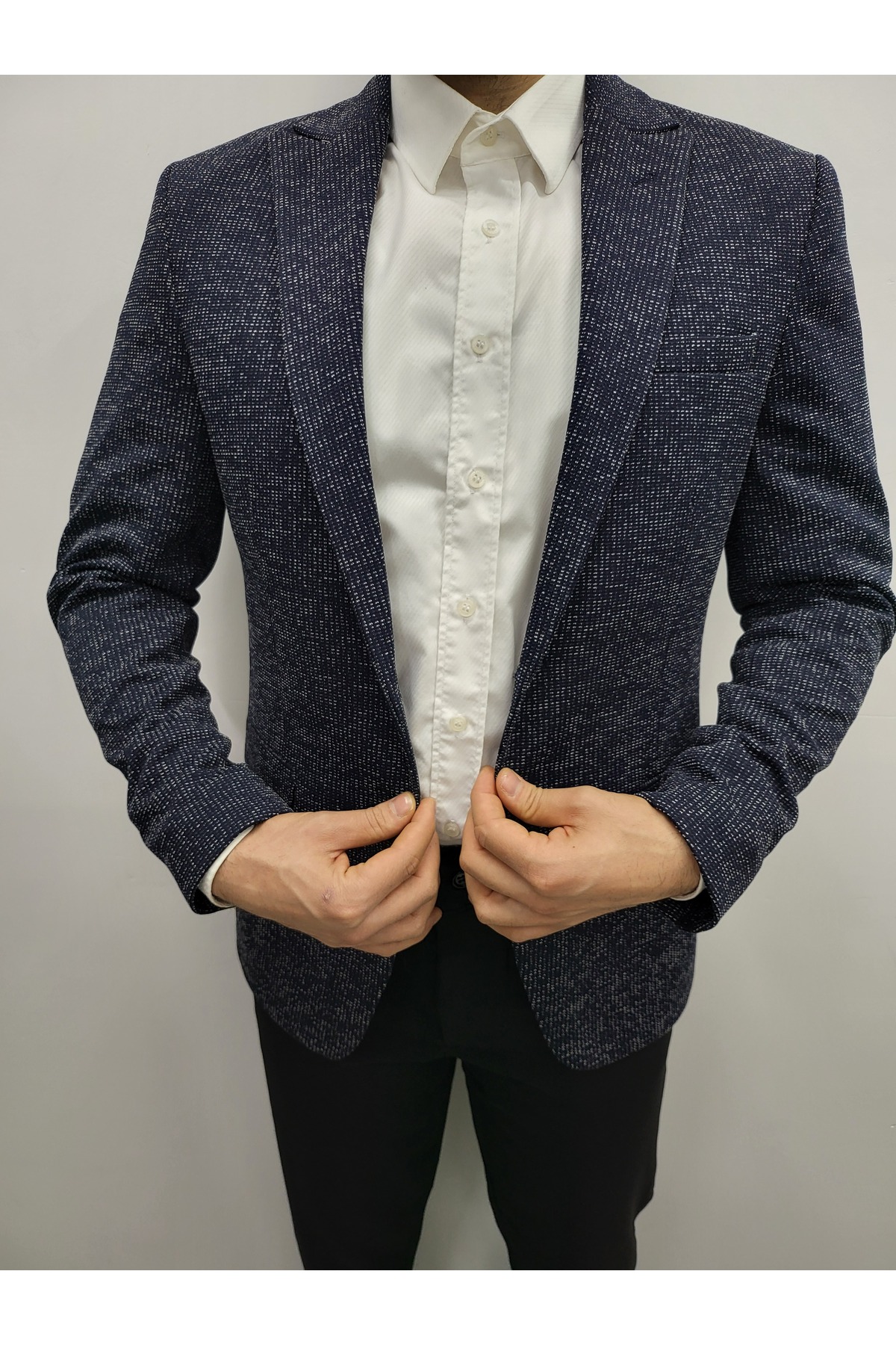 Genel Markalar  Lacivert Slim Fit Astarlı Erkek Blazer Ceket, Şık Ceket - Görsel 7