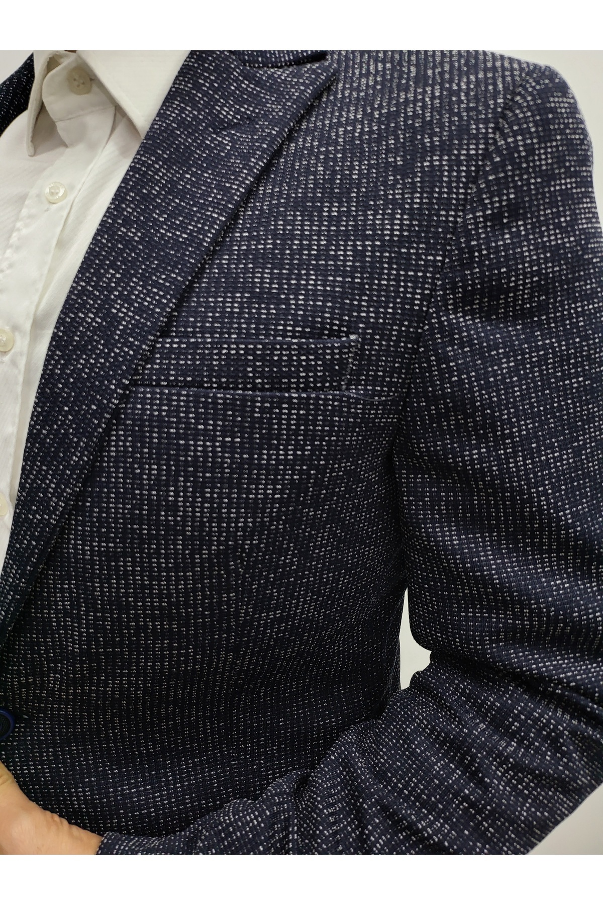 Genel Markalar  Lacivert Slim Fit Astarlı Erkek Blazer Ceket, Şık Ceket - Görsel 3