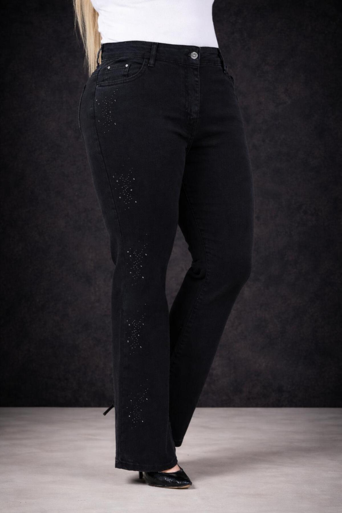 EYLÜLXXL  İSPANYOL PAÇA BÜYÜK BEDEN JEANS PANTOLON - Görsel 6