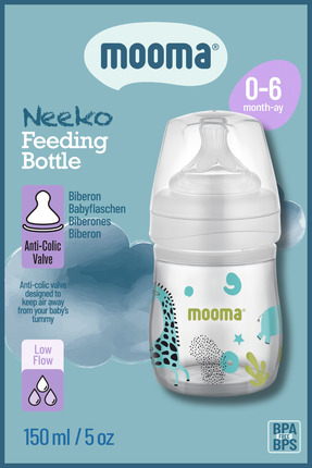 MOOMA Neeko Antikolik PP Animals Desenli Biberon 150 ml (0–6 Ay) – Yavaş Akış...