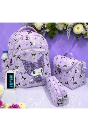 Harmela İlk Okul Karakter Desenli 3'lü Takım Kız Çocuk İlkOkul Çantası 8805