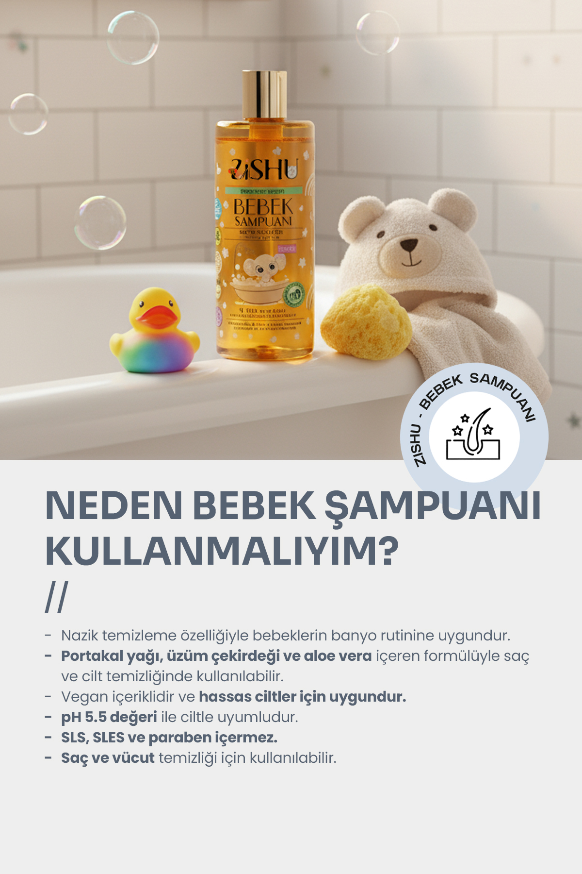 ZİSHU Bebek Saç ve Vücut Şampuanı 400 ml fotoğrafı 3 (önizleme)