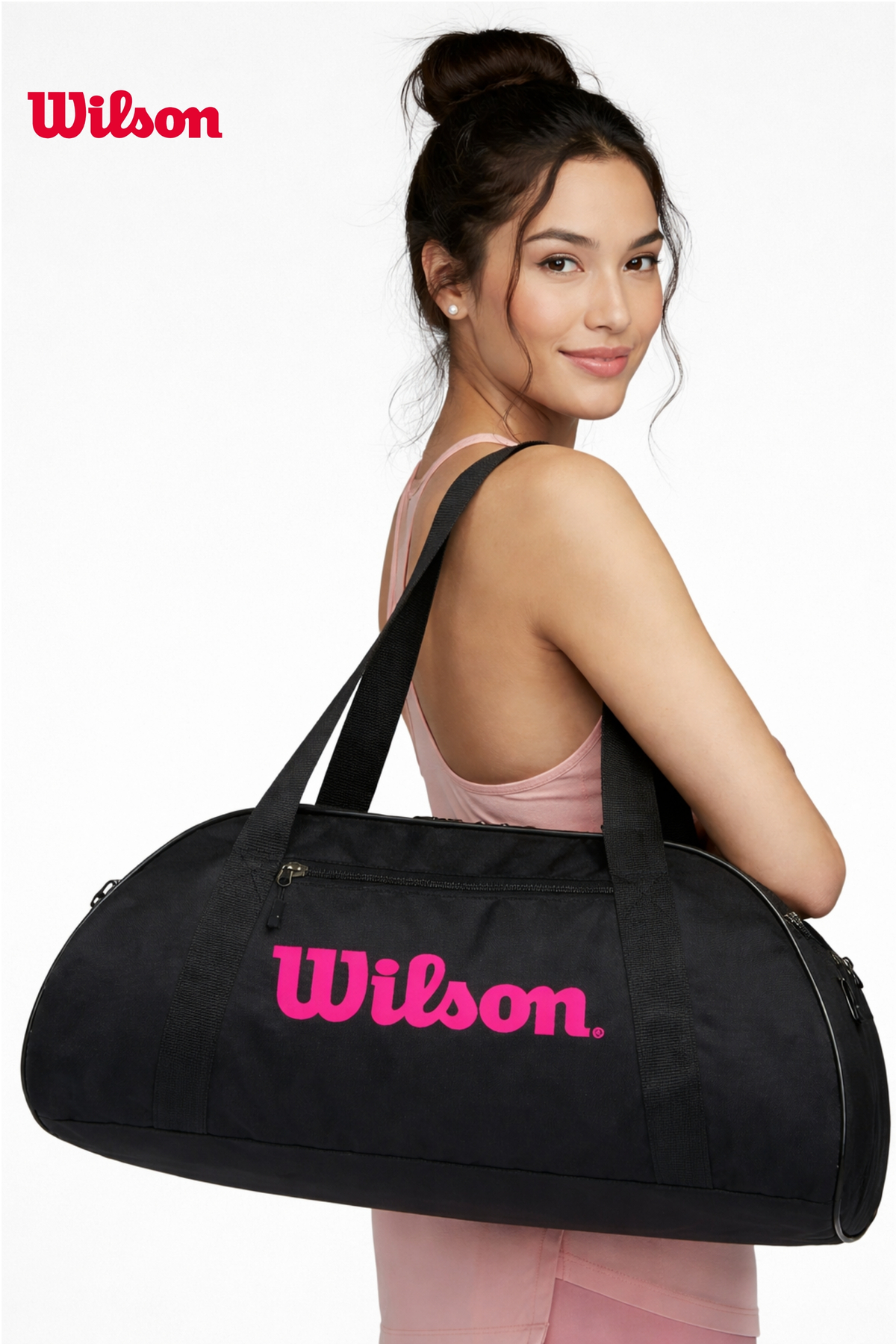 Licensed Black Women Shoulder and Hand Use Fabric Fitness Gym Sports Travel Bag