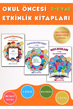 Anonim Yayıncılık 3-6 Yaş Okul Öncesi Eğitim Seti | 3 Kitap Alfabe, Kavramlar...