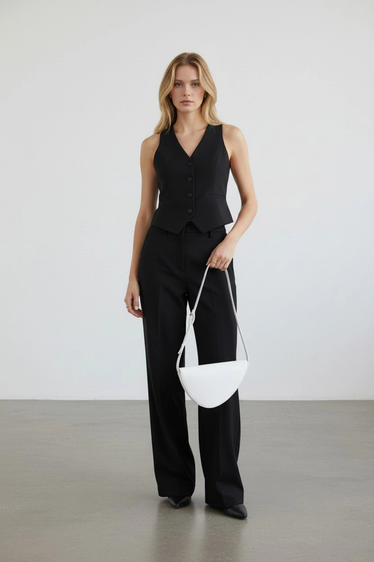 Nora White Asymmetrical Design Women's Sleeve and Shoulder Bag