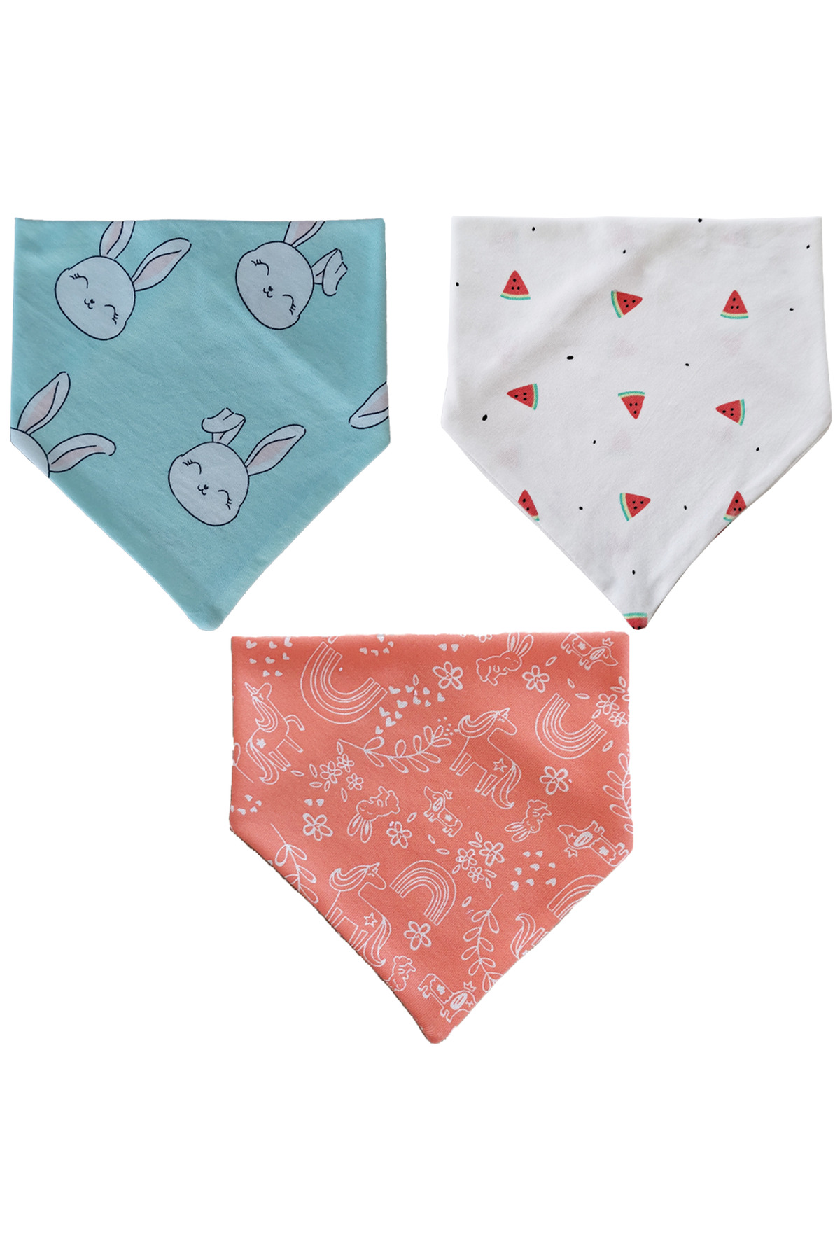 Baby Minik Kız Bebek Üçgen Fular Penye Salya Ve Mama Önlüğü 10 Adet fotoğrafı 3 (önizleme)