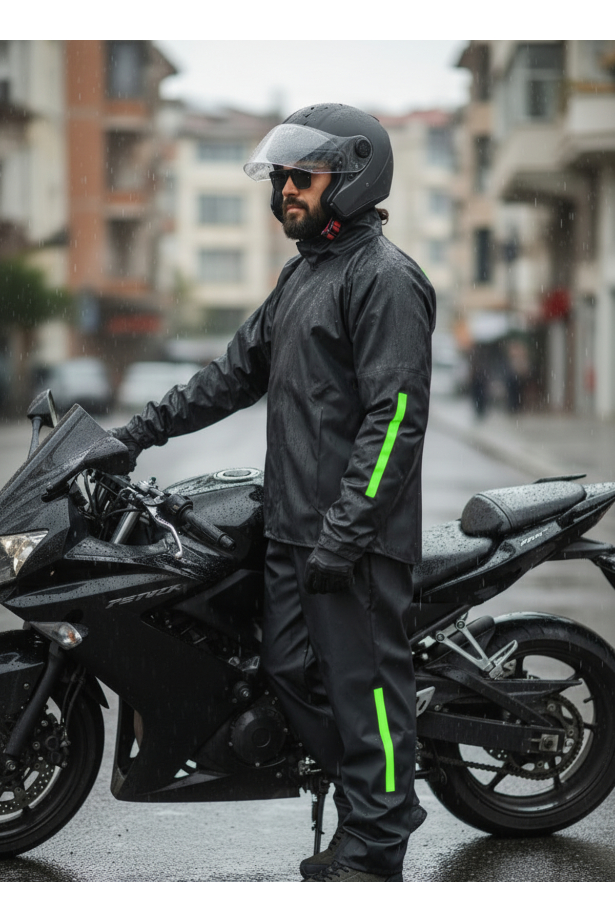 USTEKS Unisex Yağmurluk - Rüzgar Su Geçirmez Garantili - Alt Üst Takım