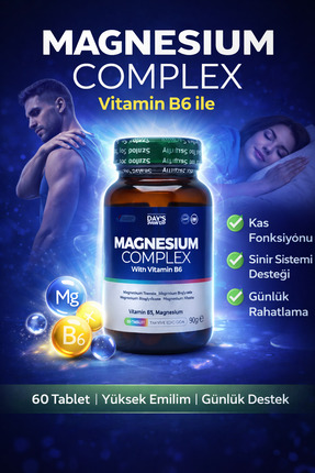 DAYS Day's Power Magnezyum Kompleks ( TAURAT, BİSGLİSİNAT, MALAT, SİTRAT) & V...