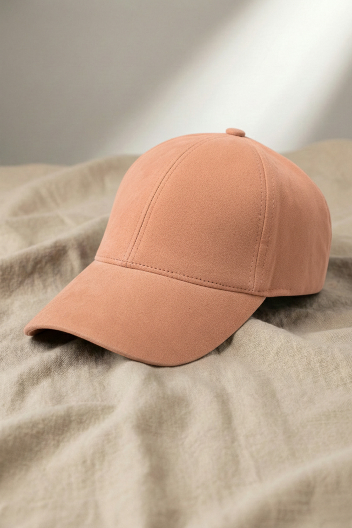 Unisex Pink-Orange Suede Cap