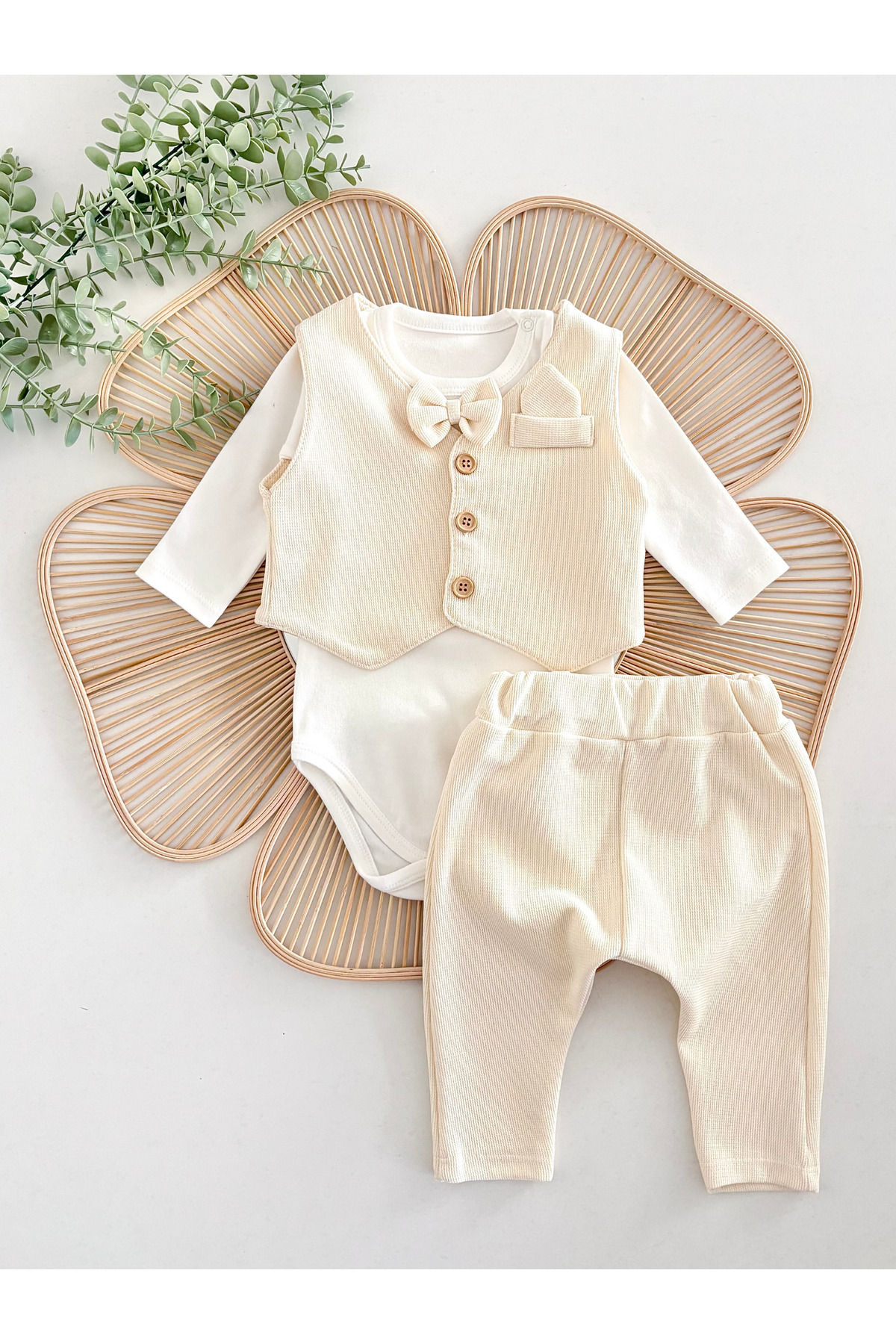 Jammybaby Adrian Smokin Yelek,Papyonlu Body ve Pantolon Erkek Bebek Yenidoğan Mevlüt Düğün Özel Gün Şık Takım fotoğrafı 2 (önizleme)