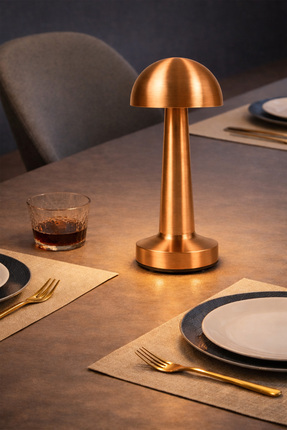 Telvesse Şarjlı Mantar Masa Lambası Metal Dokunmatik 3 Işık Parlaklık Ayarlı ...