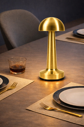 Telvesse Şarjlı Mantar Masa Lambası Metal Dokunmatik 3 Işık Parlaklık Ayarlı ...