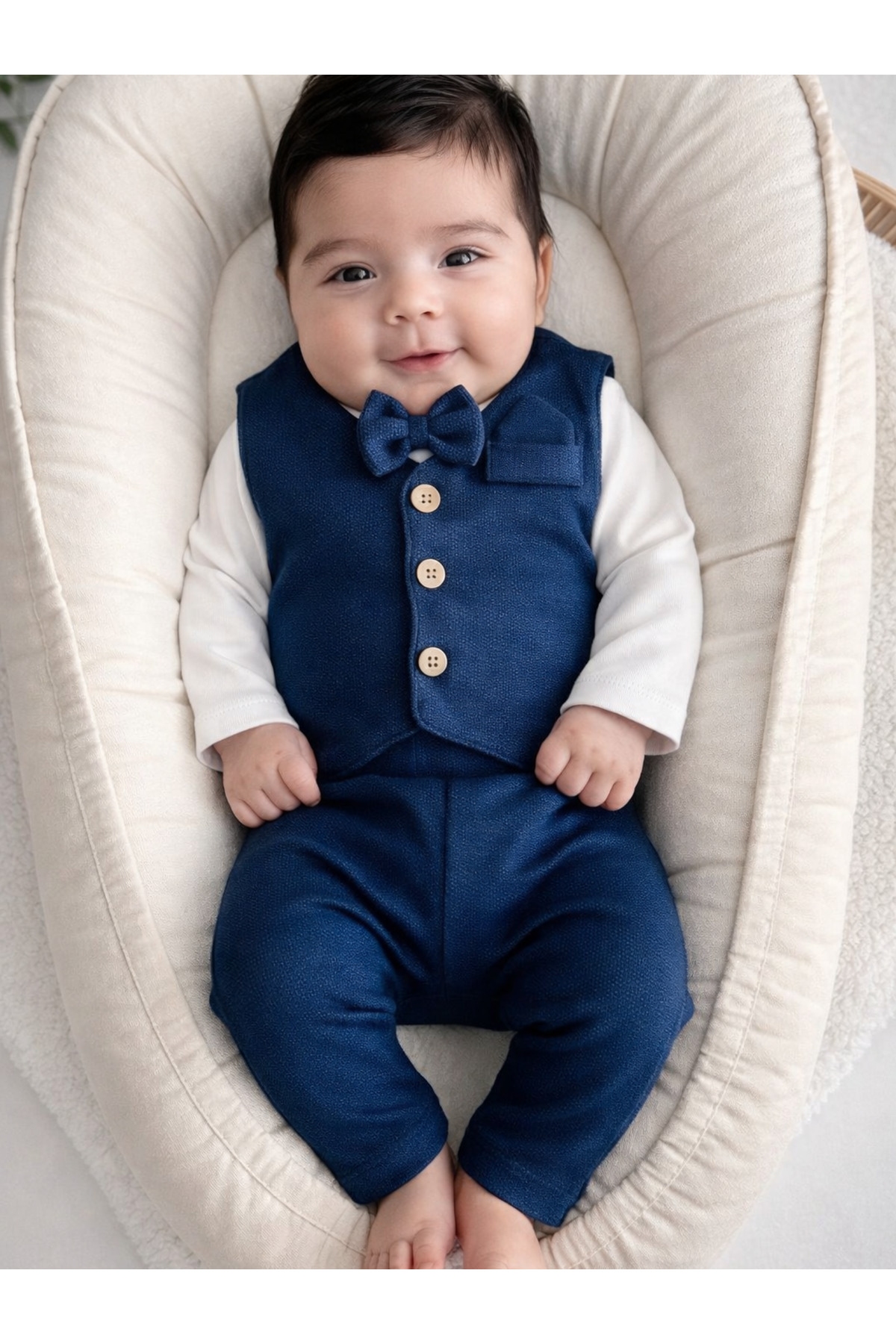 Jammybaby Adrian Smokin Yelek,Papyonlu Body ve Pantolon Erkek Bebek Yenidoğan Mevlüt Düğün Özel Gün Şık Takım fotoğrafı 5 (önizleme)