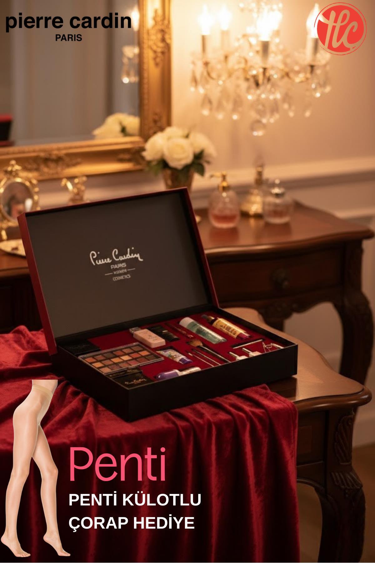 Pierre Cardin Kadın 19 Parça Nişan Gelin Çeyiz Kozmetik Makyaj Bakım Set Kutulu Penti Çorap Hediye - Fiyatı, Yorumları