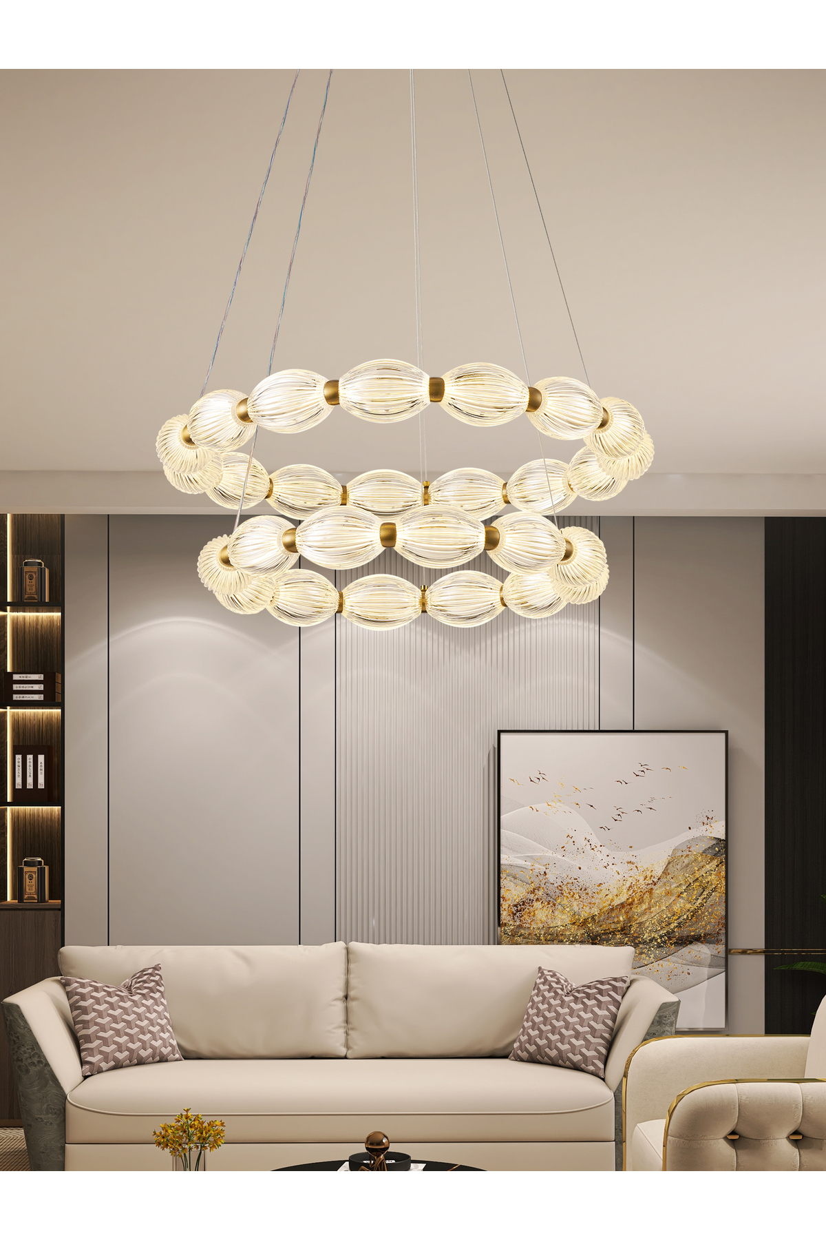 Aspen 2 Tier Round Antique Pendant Led Modern Living Room Chandelier