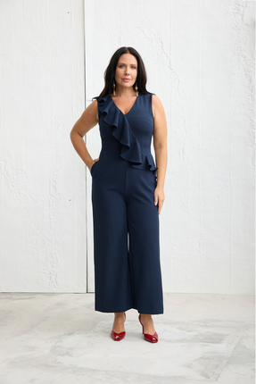 LUOKK VISTI Fırfırlı Kalın Askılı Tulum Lacivert