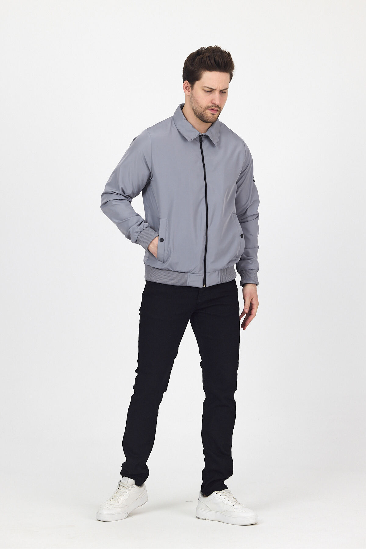 LEVEL HİGH  Erkek Bomber Ceket - Hafif ve Şık Günlük Mont - Gri - Görsel 3