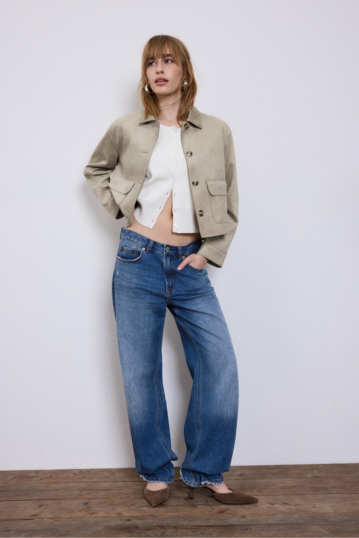 Stradivarius  Suni süet cepli ceket - Görsel 2