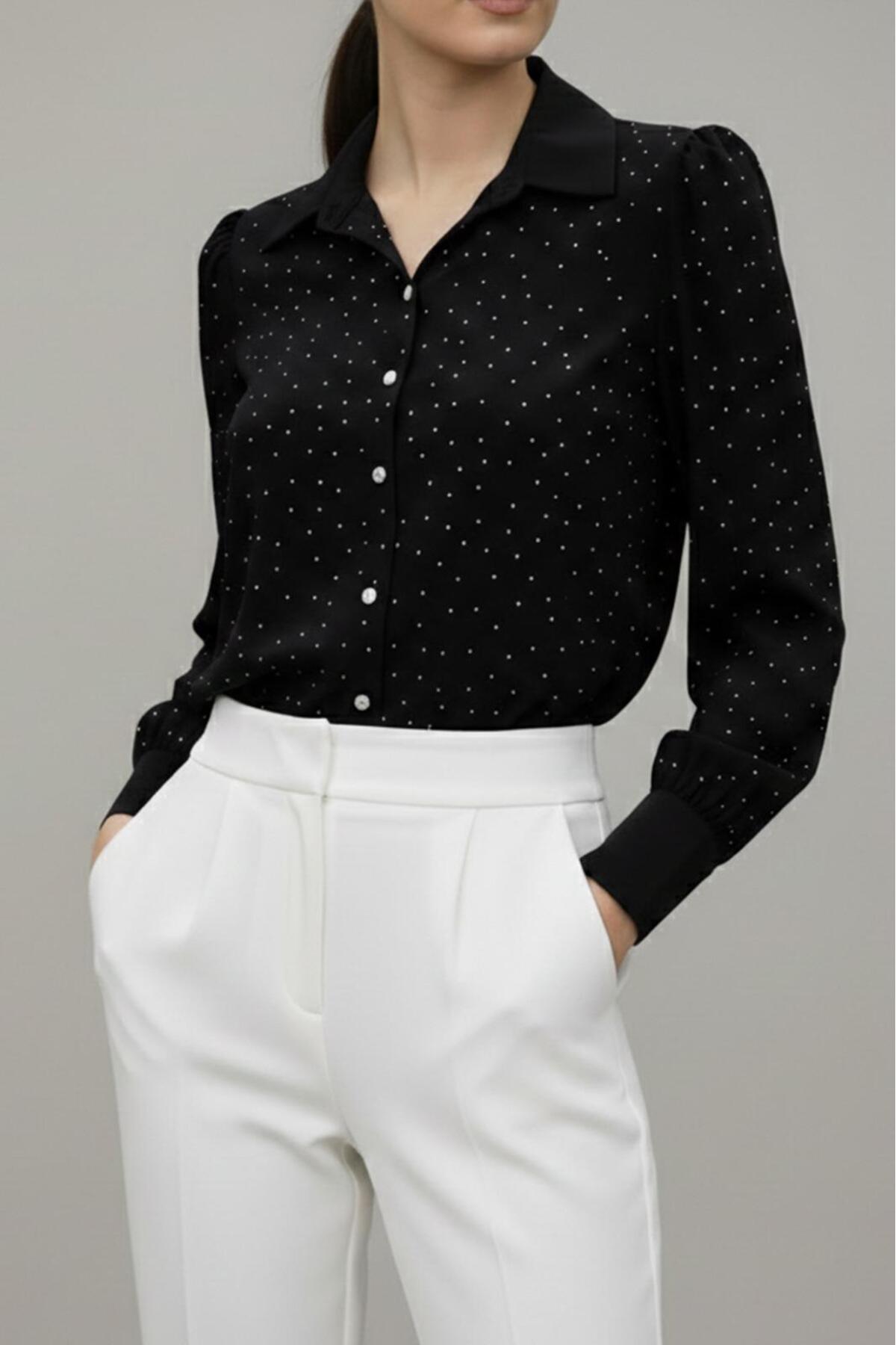 EMMAS CLOTHİNG  Kadın Taş Bakılı Gömlek - Görsel 2