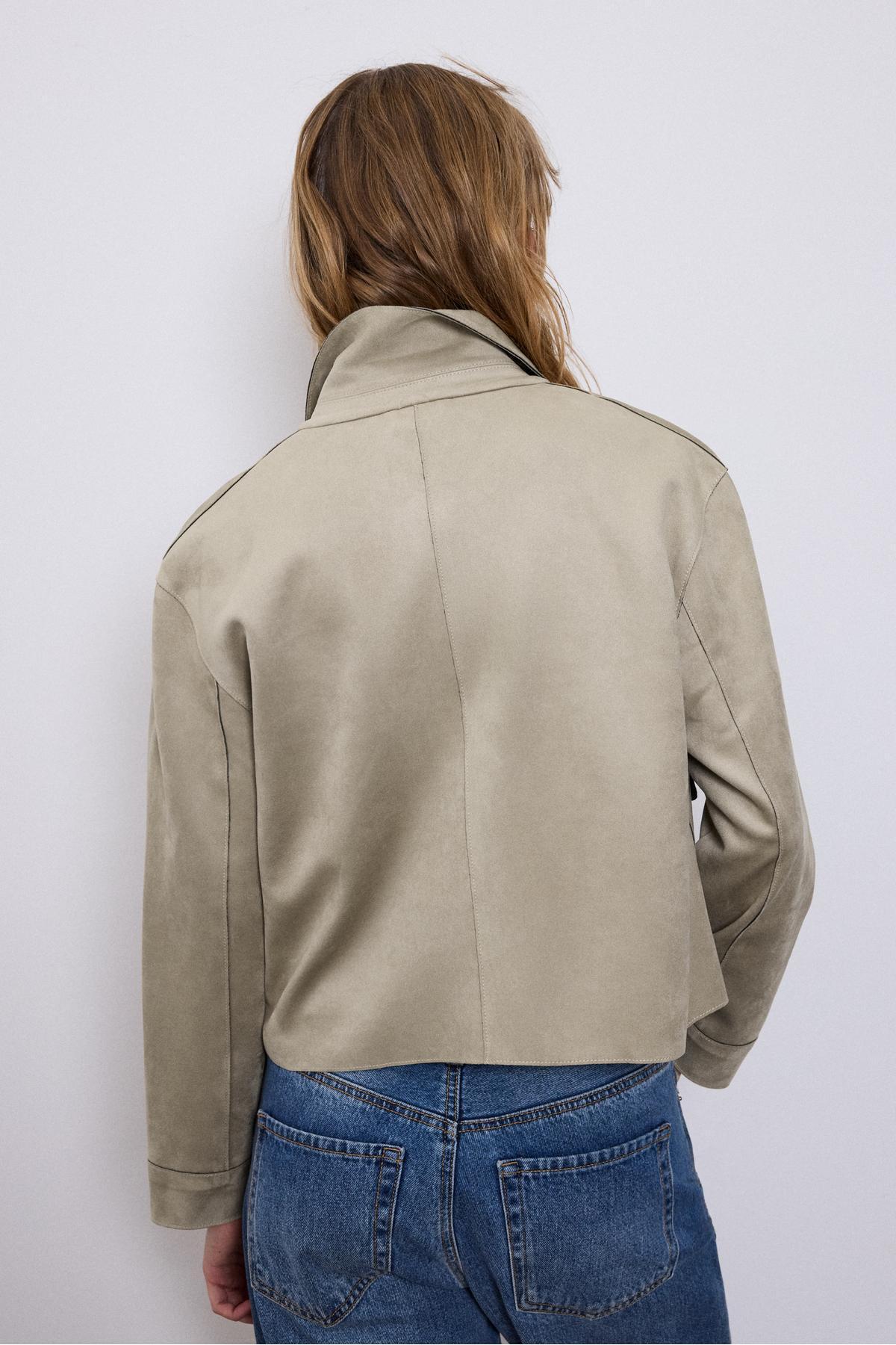 Stradivarius  Suni süet cepli ceket - Görsel 5