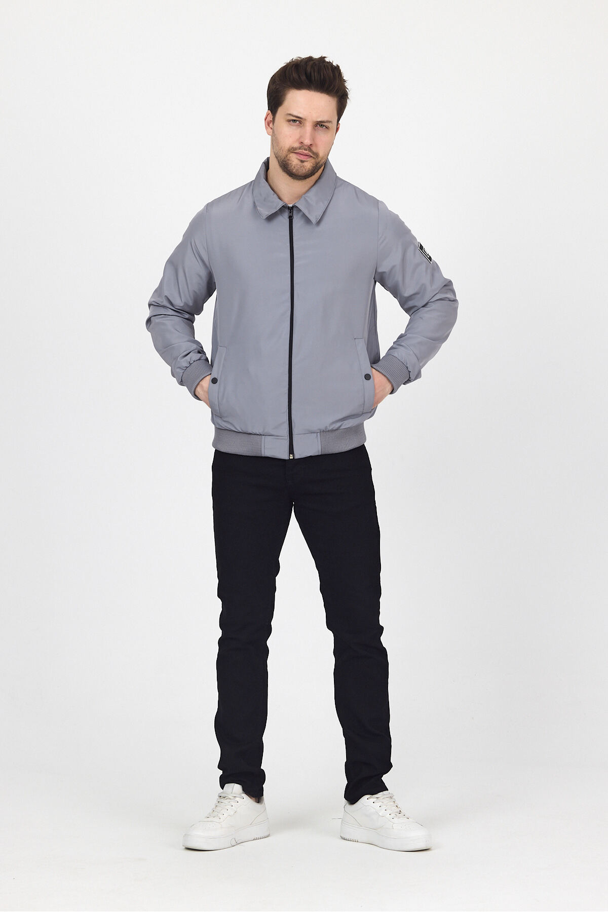 LEVEL HİGH  Erkek Bomber Ceket - Hafif ve Şık Günlük Mont - Gri - Görsel 6