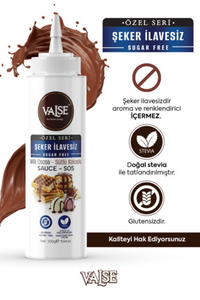 Valse Şeker İlavesiz (Stevia'lı) Sütlü Kakaolu Sos (Glutensiz) 330 Gr Waffle ...