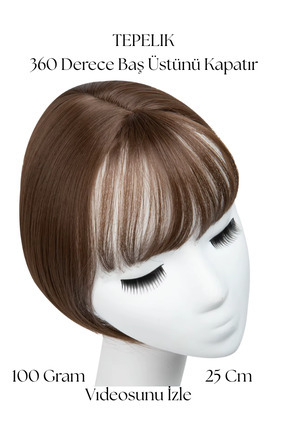 YARAT Tepelik Medium Kahverenk Kahküllü Saç Peruk Kahkül Postiş Peruk Saç Kaybı