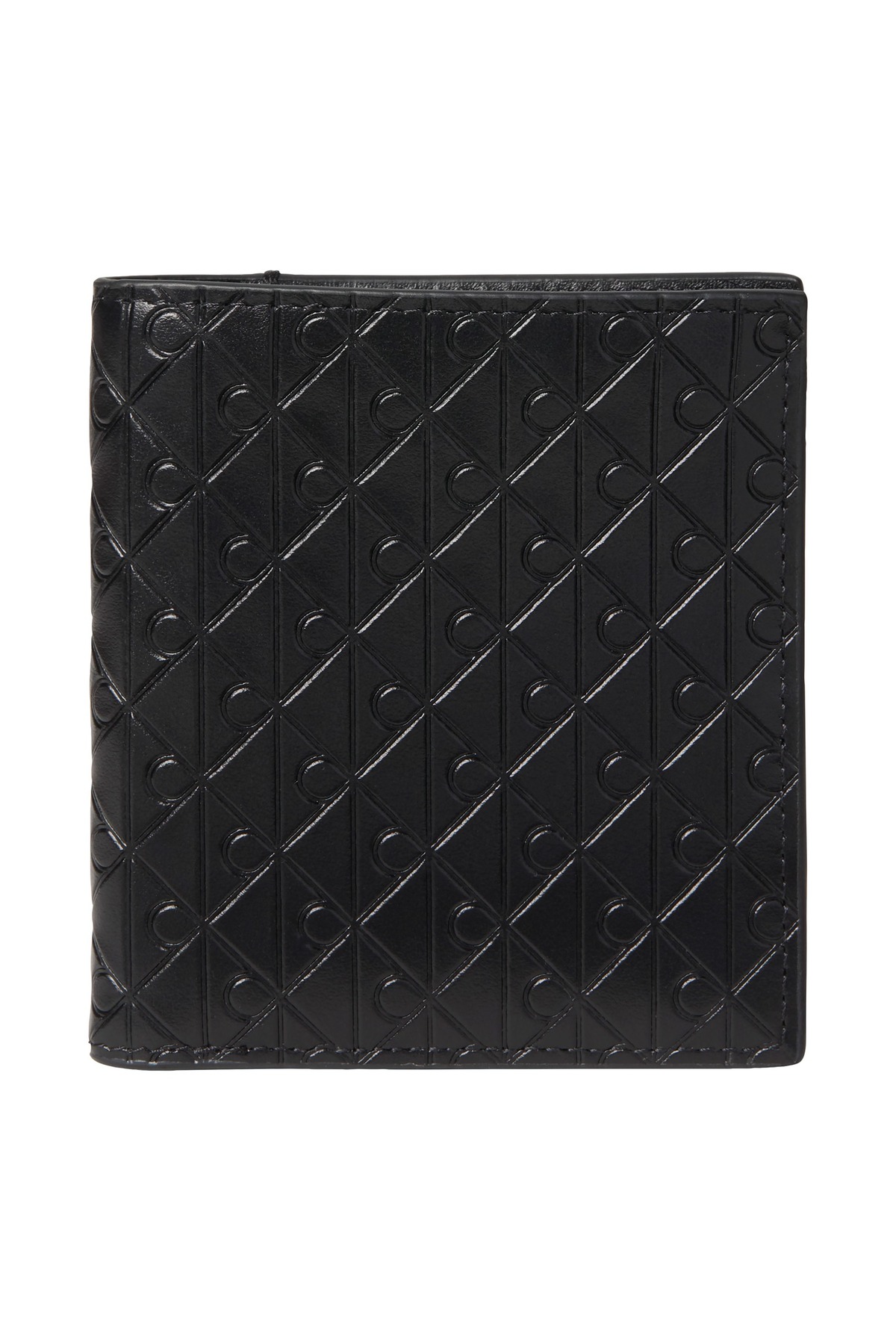 کلوین کلاین کیف پول مردانه چرم تاشو با جای کارت، طرح CK، مشکی LV04D1127G-UB1