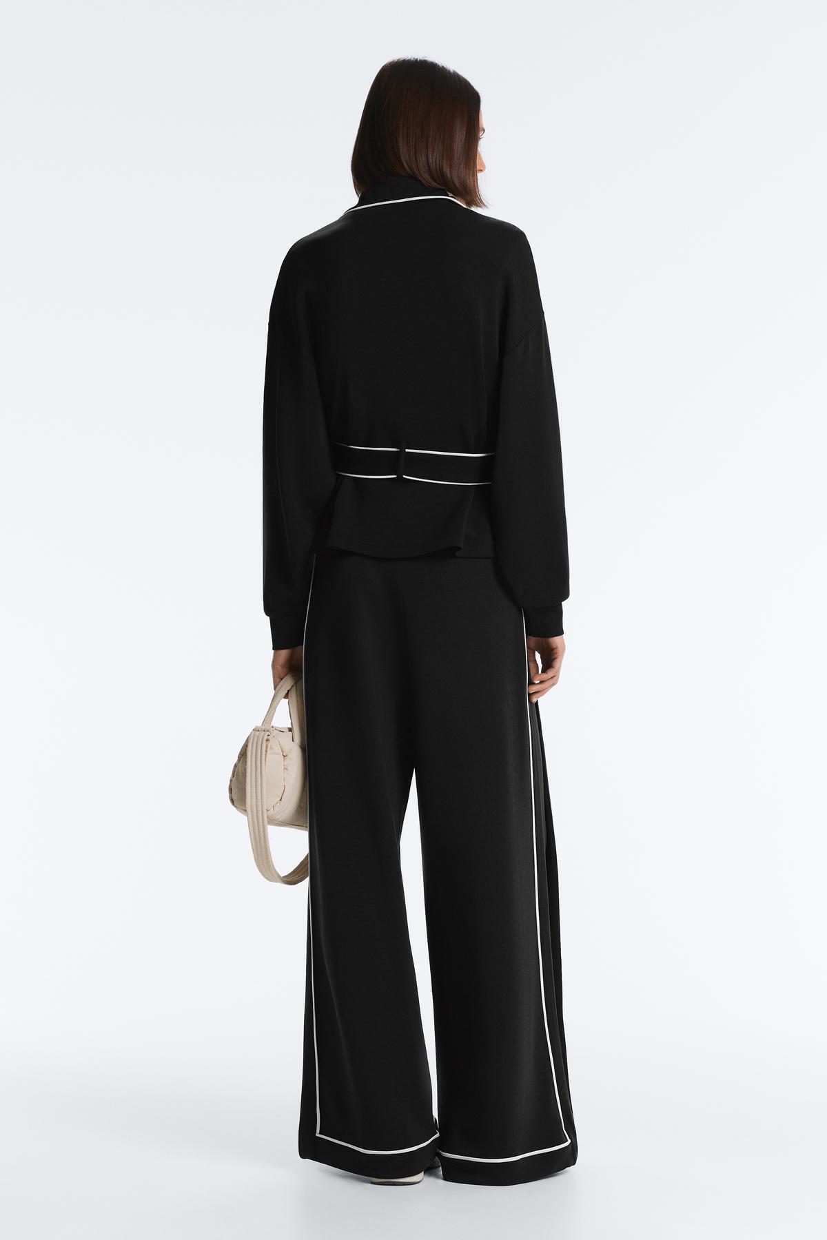 Oysho  Kontrast Piping Detaylı Yumuşak Dokunuşlu Modal Geniş Paça Pantolon - Görsel 7