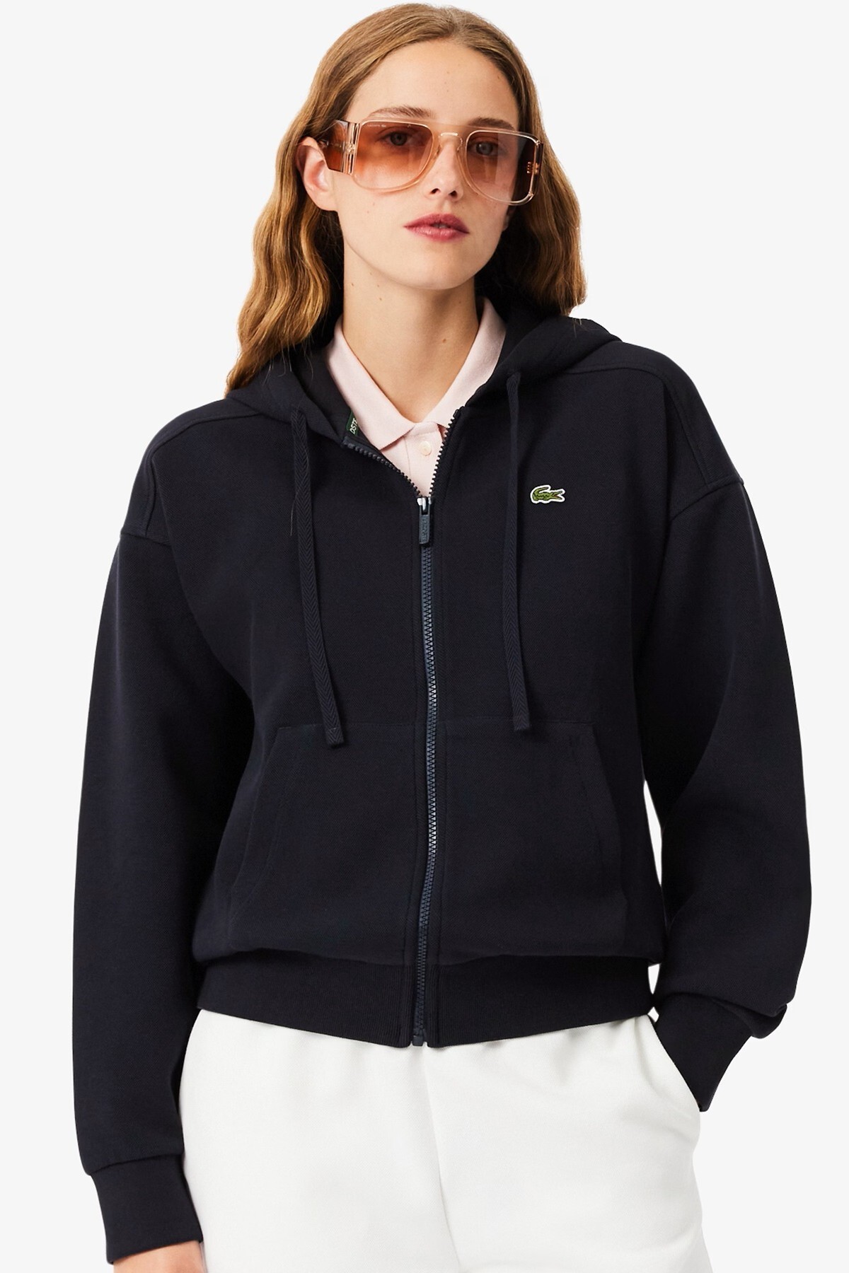 Lacoste Reguler Fit Full Zip Hoodie Cotton Sweatshirt Kadın Kapüşonlu Tam Fermuar Sweatshirt Laciver