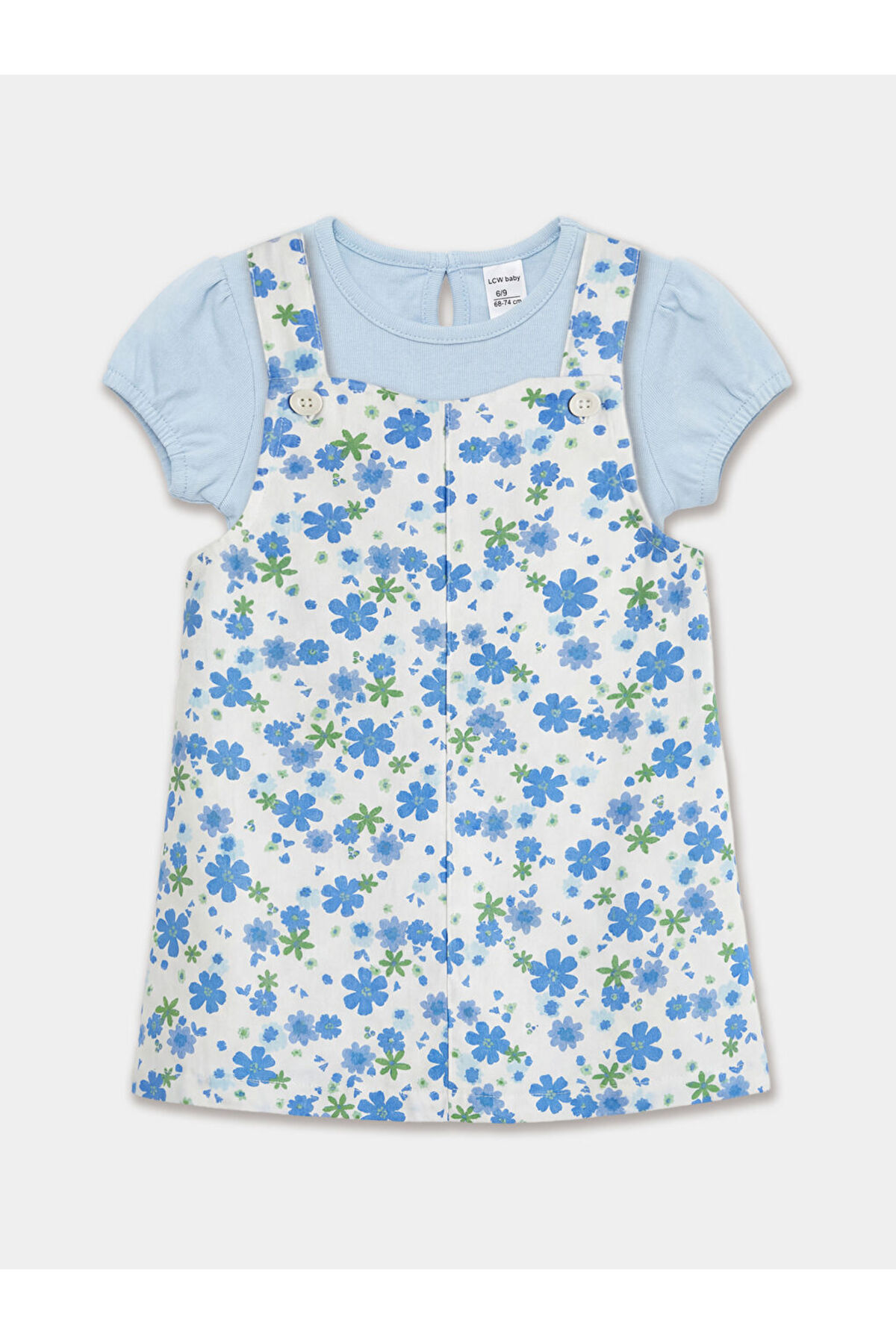 LC Waikiki LCW baby Ekru Bisiklet Yaka Çiçekli Kız Bebek Elbise Ve Tişört fotoğrafı 2 (önizleme)