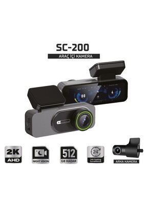 SIEGEN Sentinel SC-200 2K AHD Çift Kameralı Araç İçi Kamera | Wi-Fi, Gece Gör...