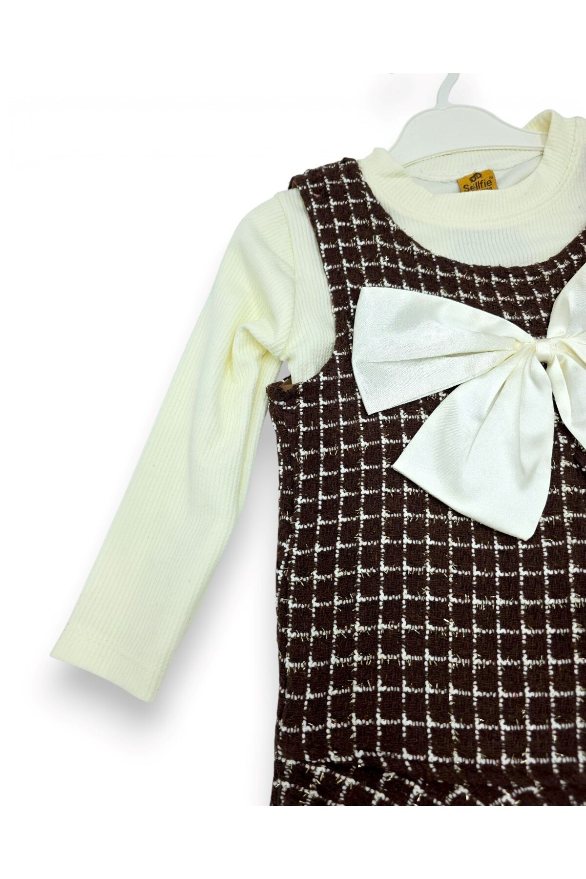 Egelite Kız Çocuk Bayramlık Ekoseli Jileli ve Badili 3-4-5-6-7 Yaş Şık Elbise fotoğrafı 5 (önizleme)