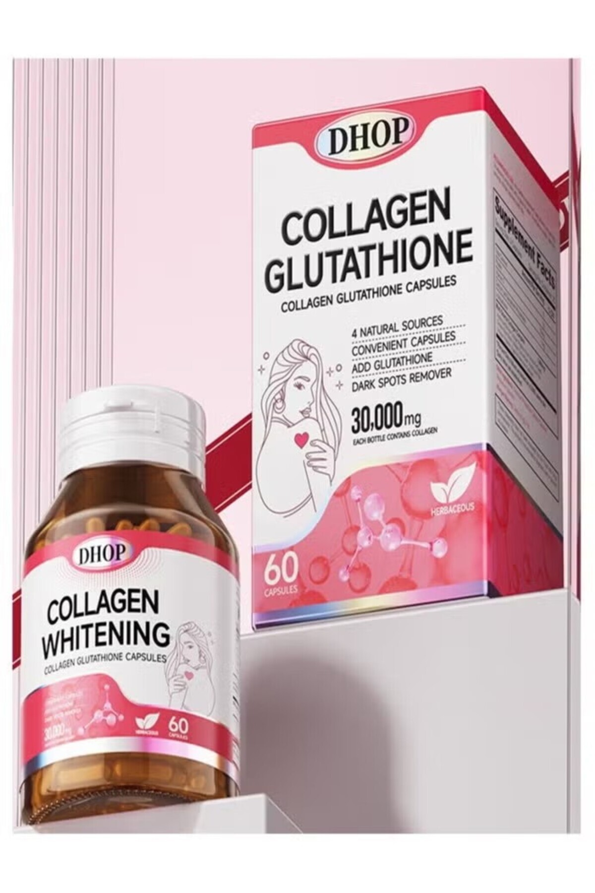 DHOP Glutathione Collagen 30,000mg  Whitening, Anti-Aging & Antioxidant 60  Capsules- Trendyol