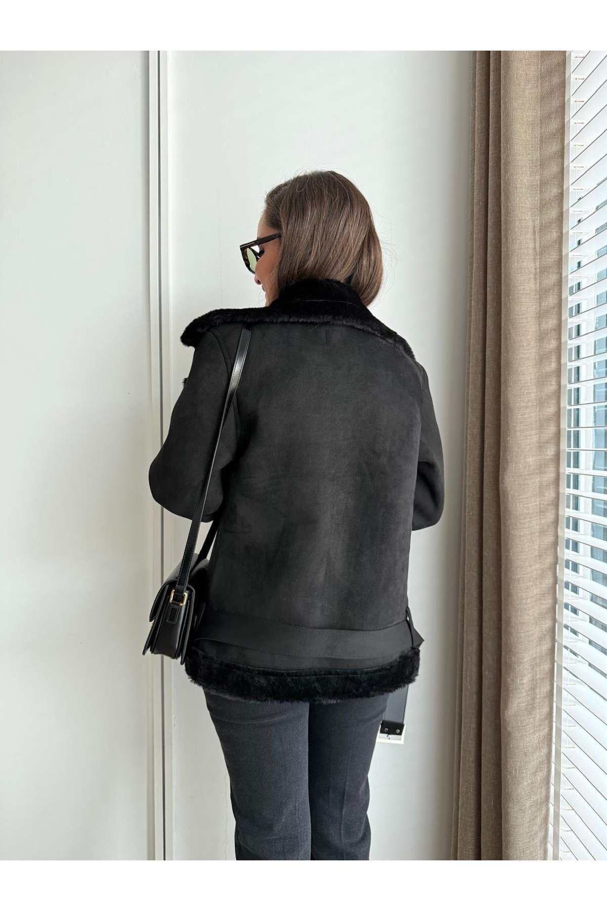 My Blog  Siyah 1. Kalite İçi Kürklü Biker Mont - Görsel 3