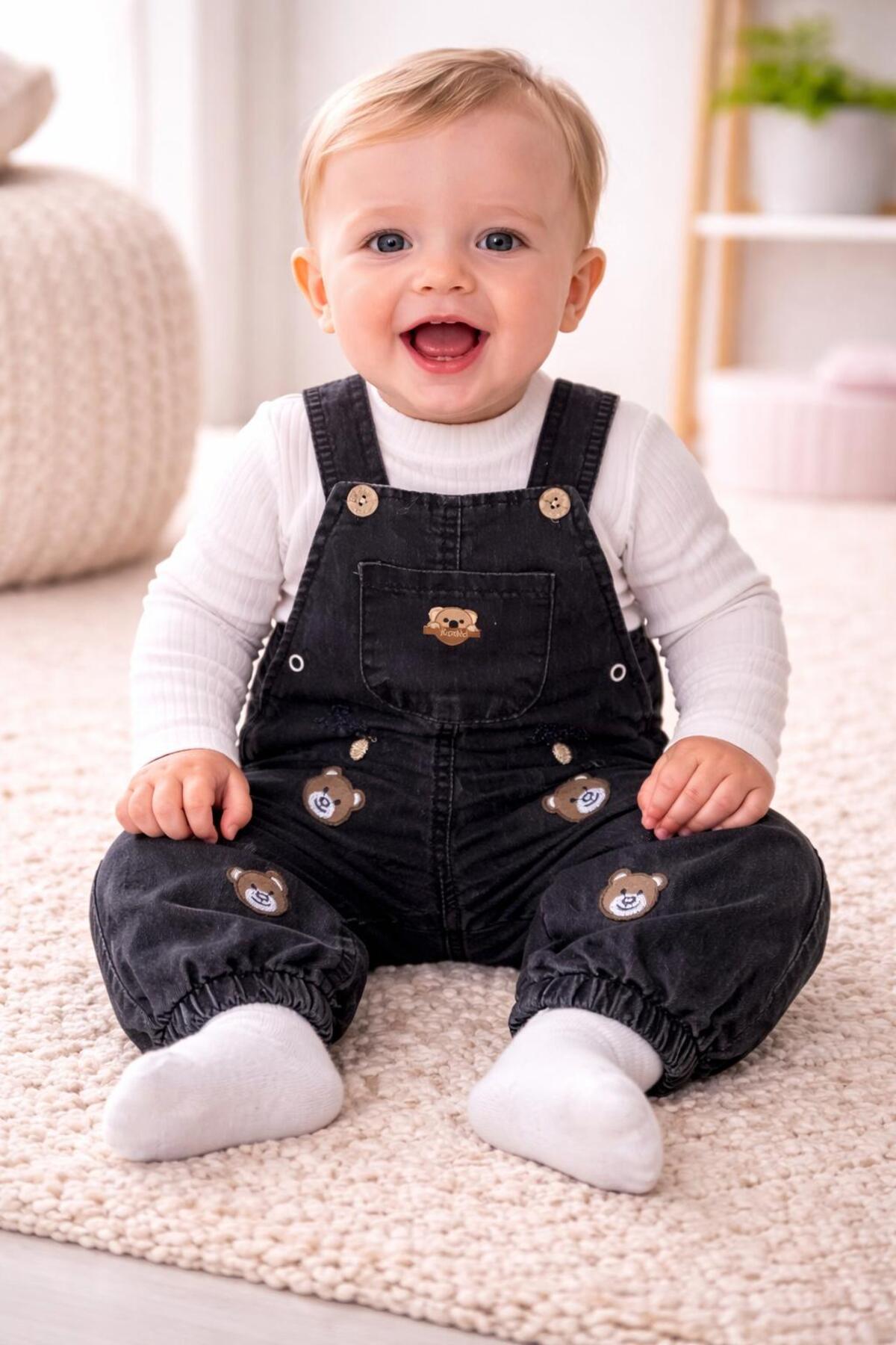 TUOBEBE BEBEK KOT AYI NAKIŞLI SALOPET fotoğrafı 2 (önizleme)