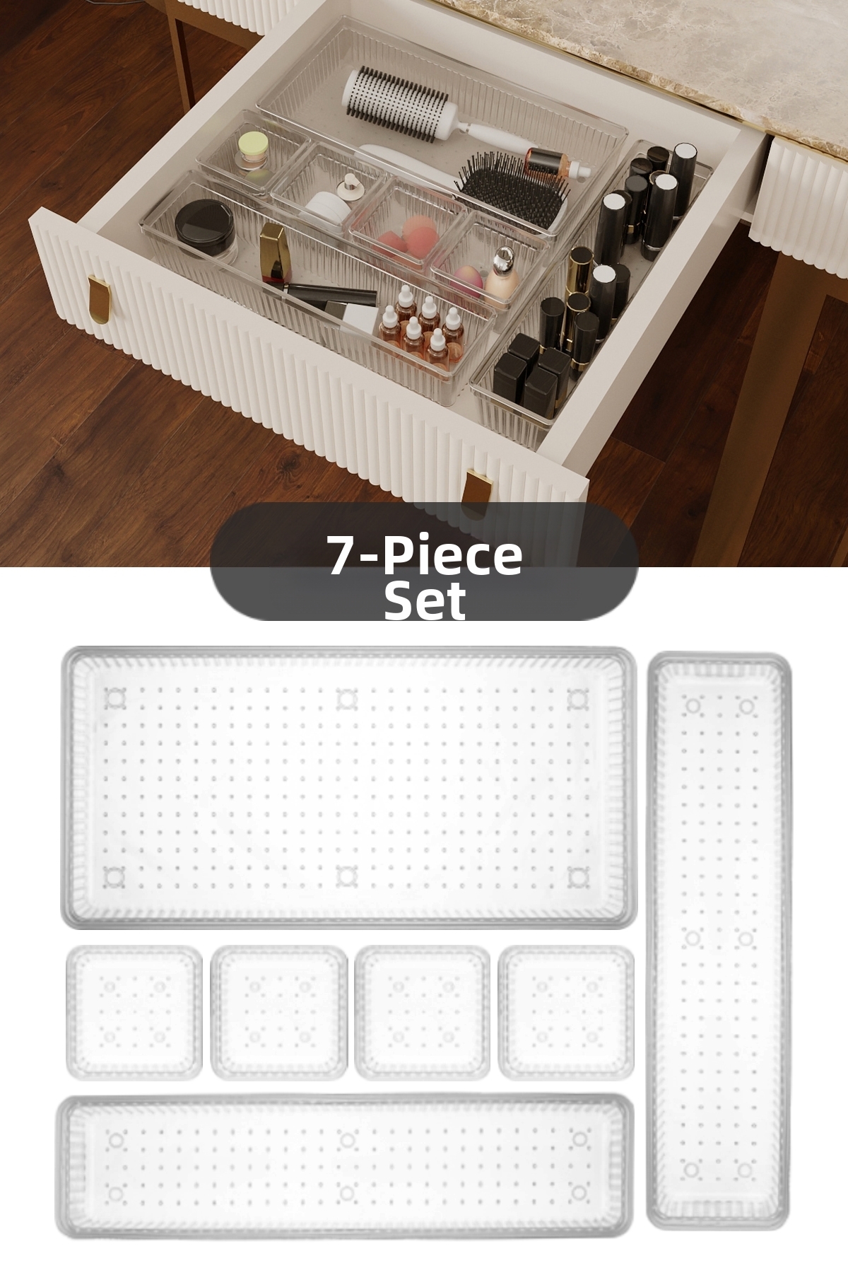 Mowo Home Organizator De Sertare Modulare Cu 7 Piese, Machiaj De Baie Și Organizator De Bijuterii - Organizator De Birou Pentru Birou - One Size