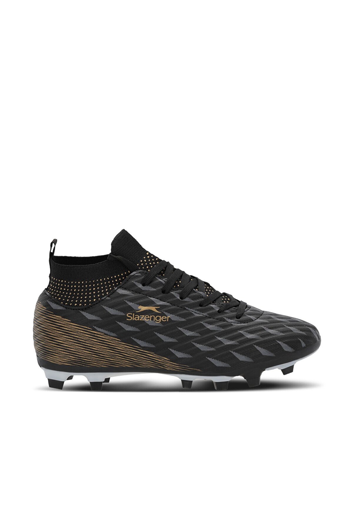 Slazenger Rahat ve Esnek Bağcıklı Erkek Halı Saha Kramponu Siyah Futbol Ayakkabısı görsel 3