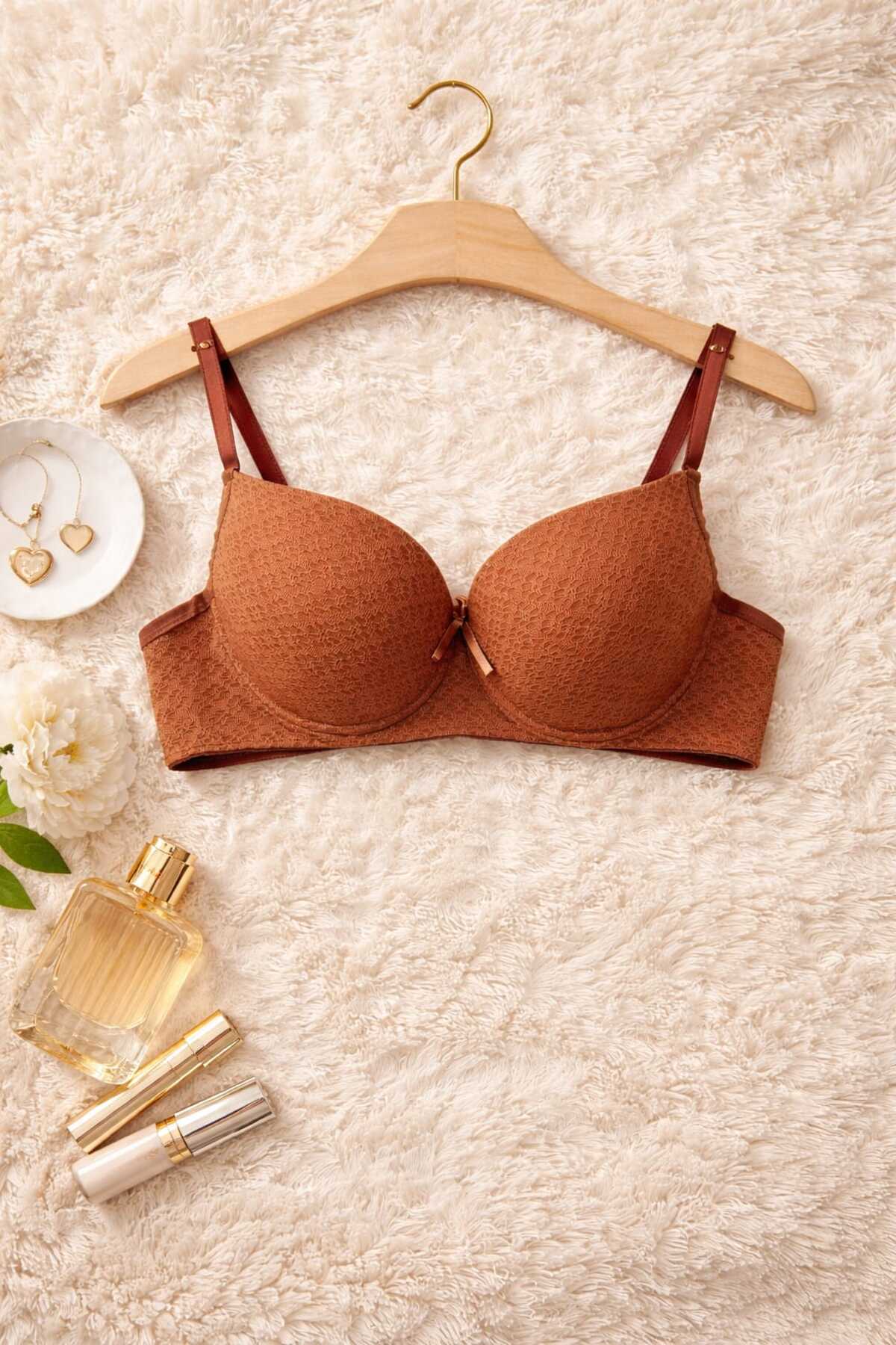 hepimiz alalım  Tarçın Renk Push Up Sütyen Külot Takımı – Basic Toparlayıcı - Görsel 2