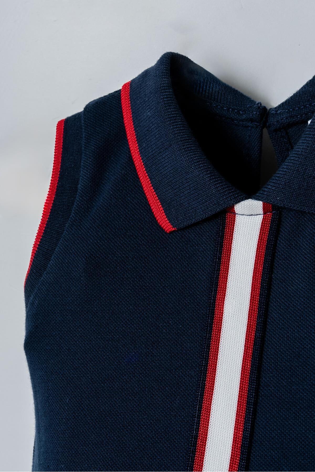 U.S. Polo Assn. Kız Bebek Kolsuz Polo Yaka Pike Elbise %100 Pamuk fotoğrafı 5 (önizleme)