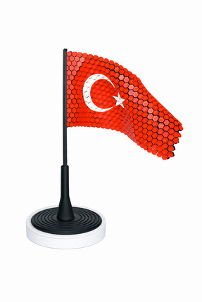 MARVİN CAT TETRA’S 3D Baskı Türk Bayrağı Masaüstü Dekoru – Petek Desenli Ay Y...