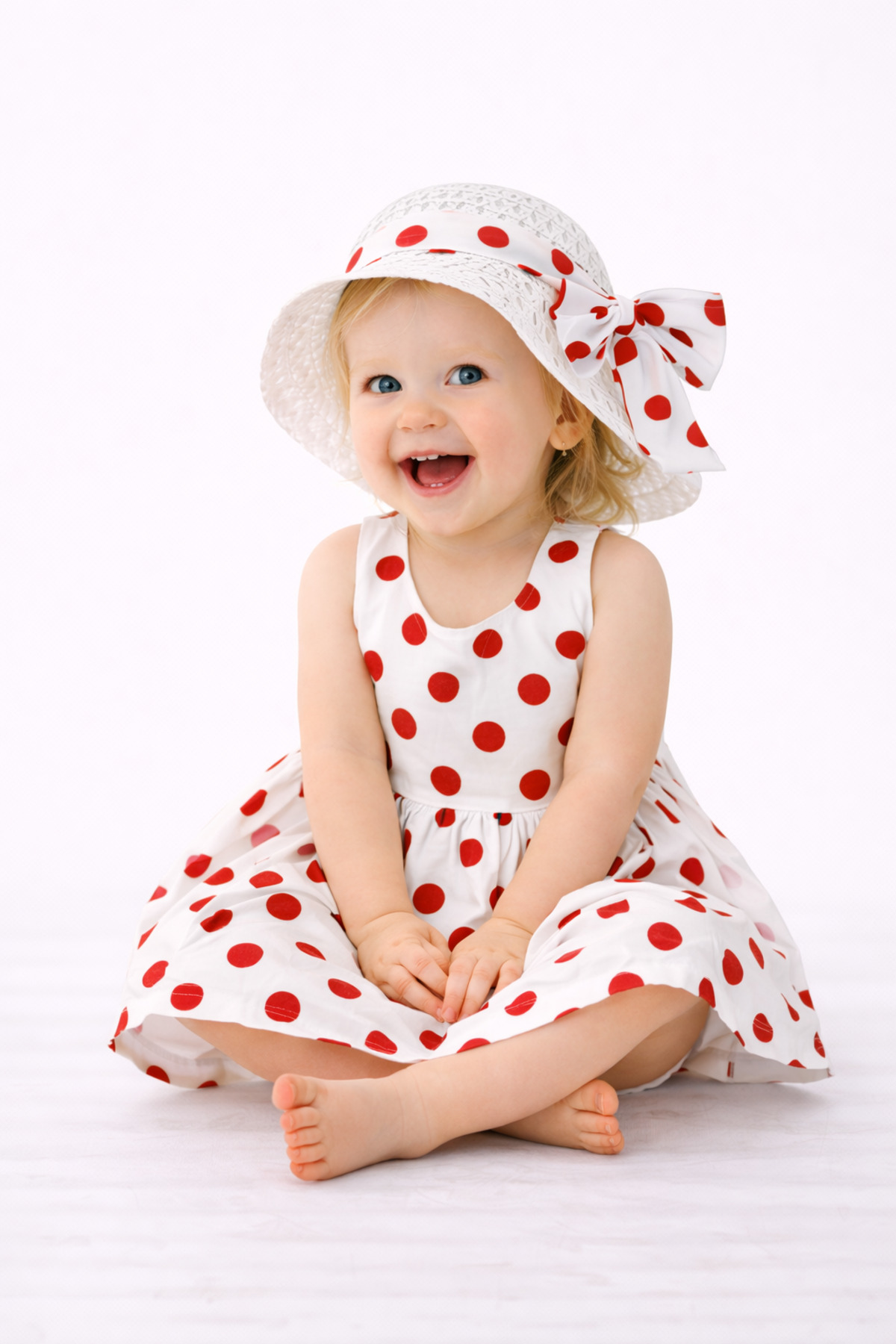 Chicsy Baby Tatlı Yazlık Kız Bebek Elbise Puantiye Desenli Şapkalı Elbise fotoğrafı 7 (önizleme)